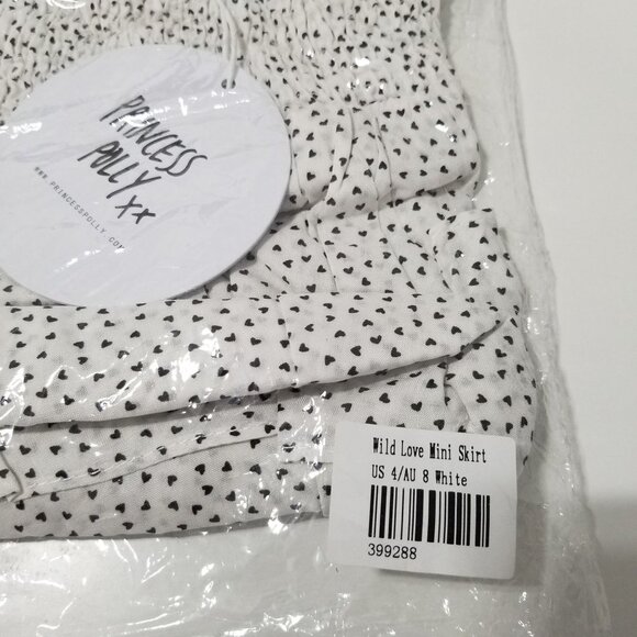 NWT Princess‎ Polly Wild Love Mini Skirt white size 8AU/4 US - Picture 5 of 6